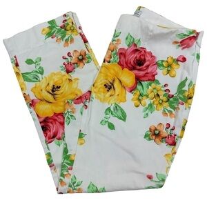 Charter Club Classic Fit Tummy Slimming White Pink Multi Floral Pants, 6P